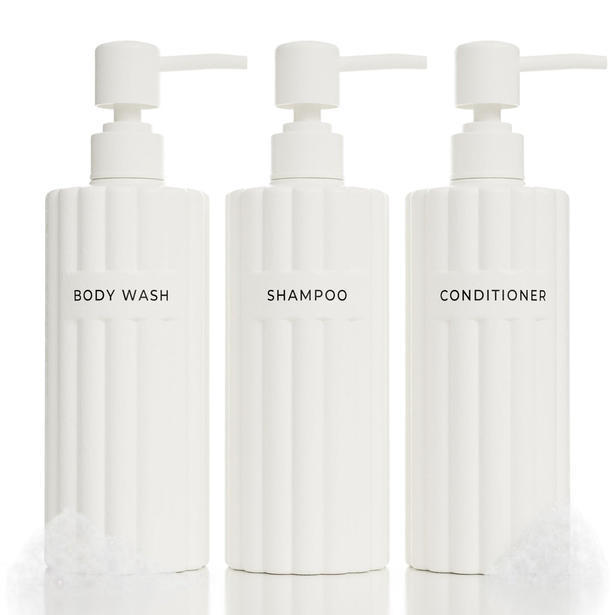 KIBAGA stylish shampoo-dispenser bottle 19oz capacity for organized shower essentials.