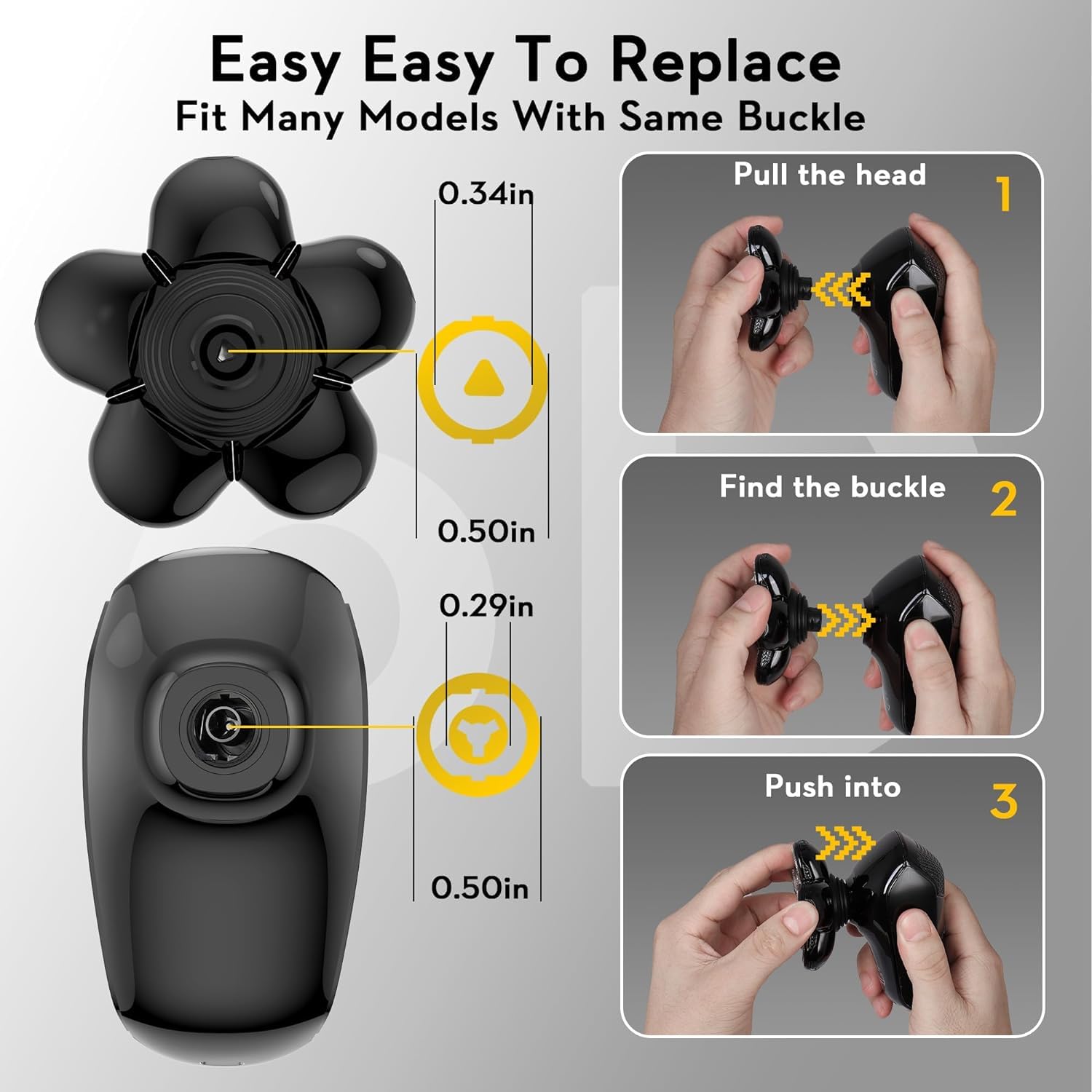 Kibiy easy-install head shaver system supports quick blade changes.