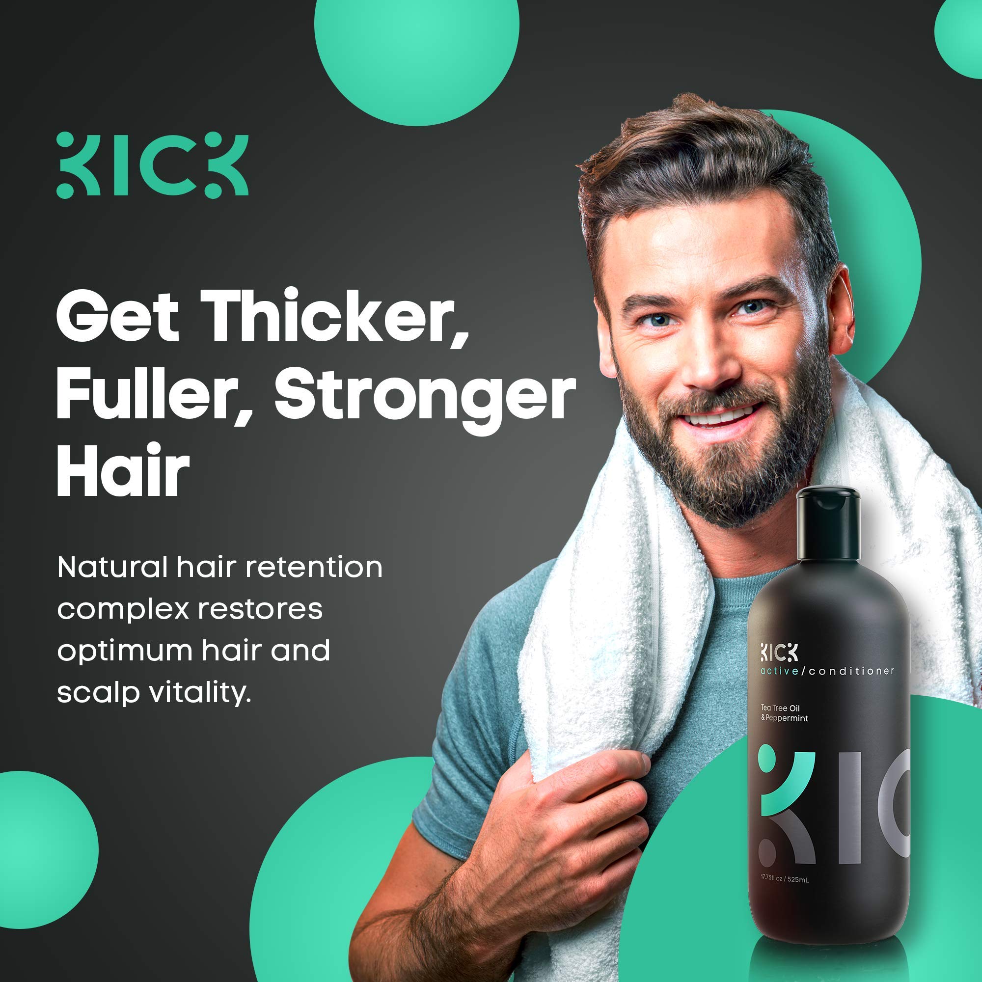 Kick Mens Conditioner amino acids complex supports resilient, healthier-looking hair.