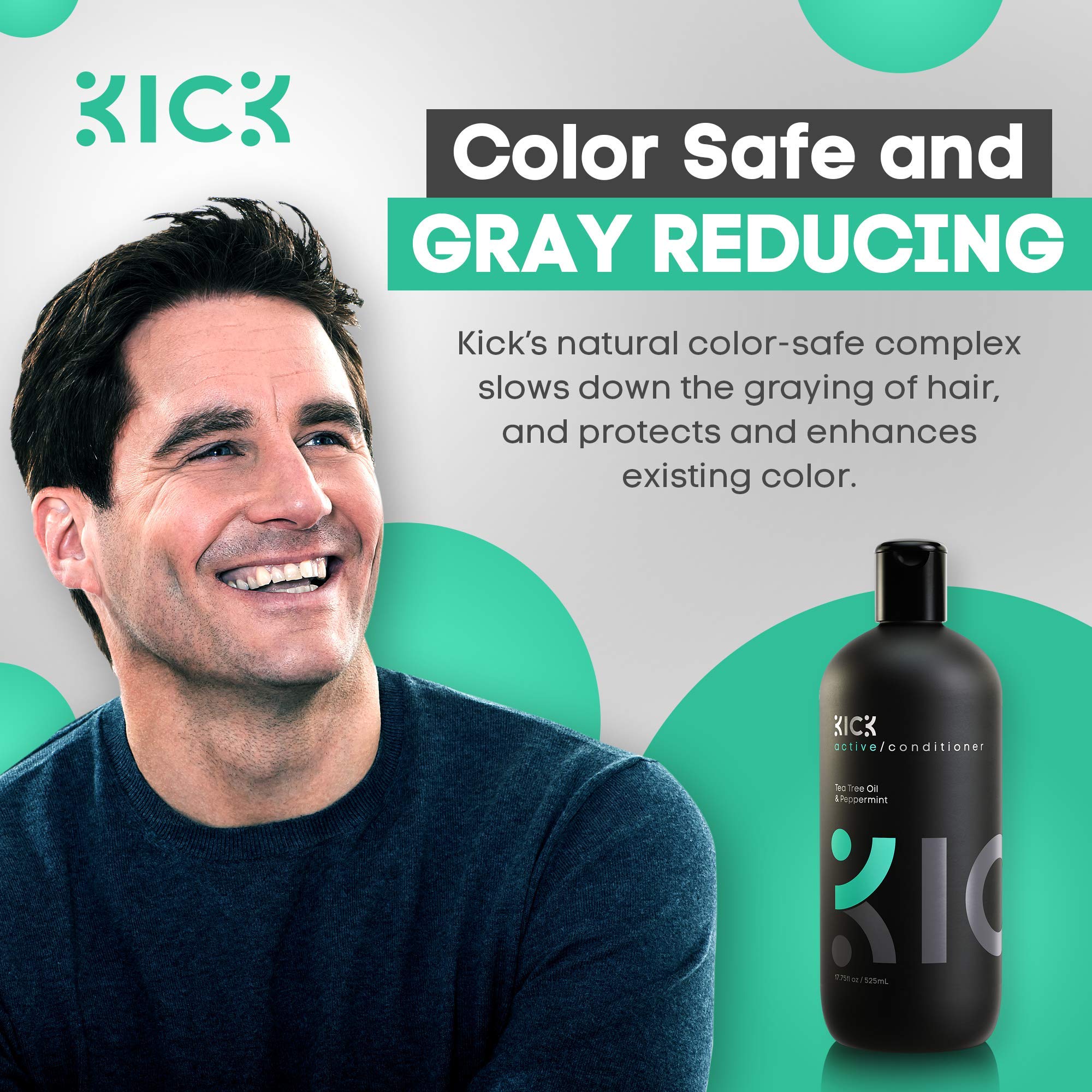 Kick Mens Conditioner application shot shows easy lather and rinse.
