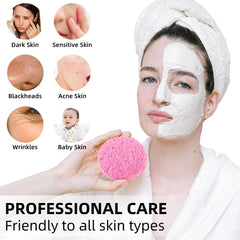 Kickleen facial sponges expand when wet to enlarge the gentle cleansing surface.