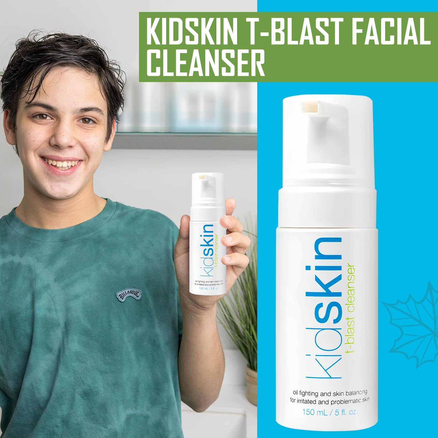Kidskin T-Blast tea tree oil drop highlighting natural cleansing benefits