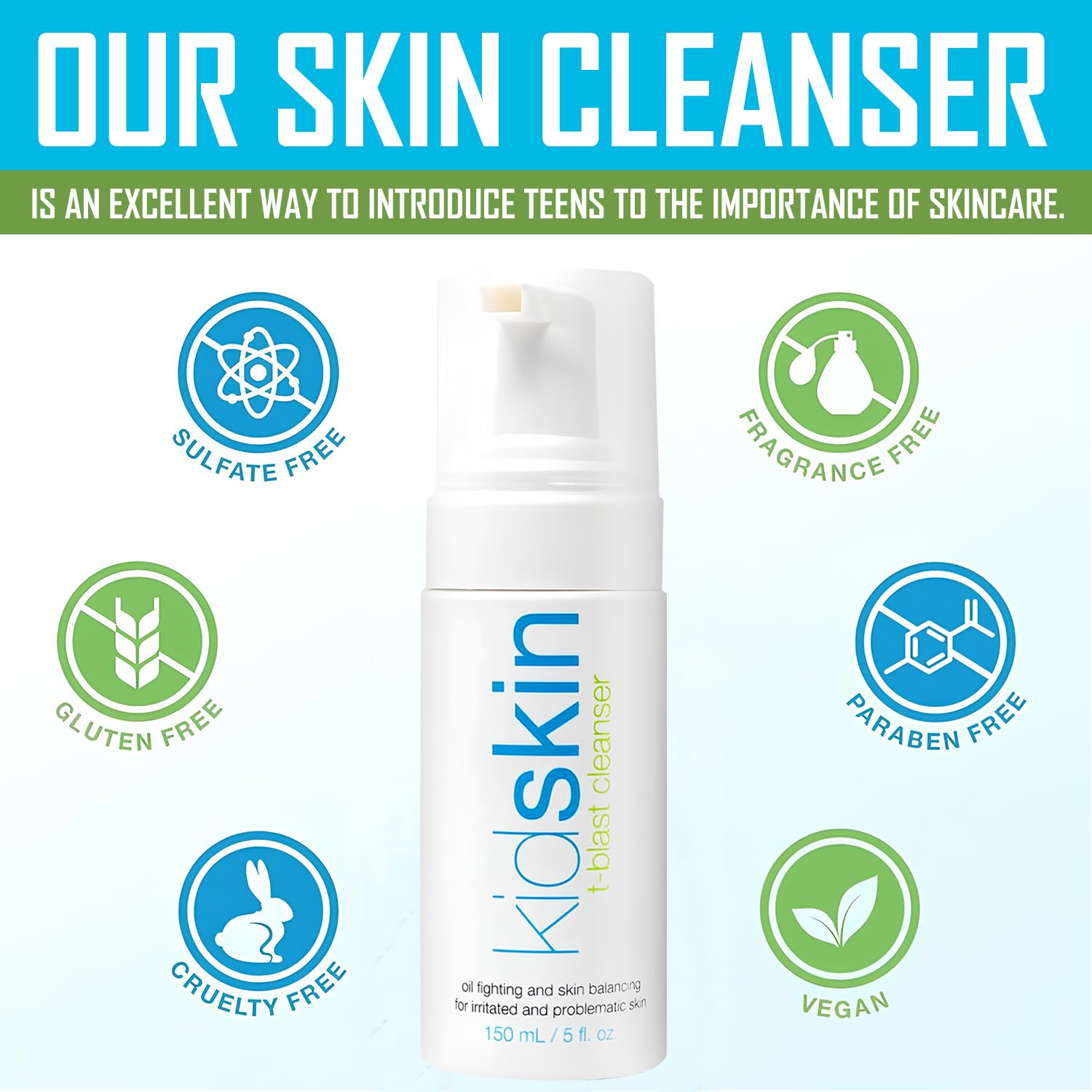 Kidskin T-Blast teen skincare routine emphasizing clean ingredients and gentle care
