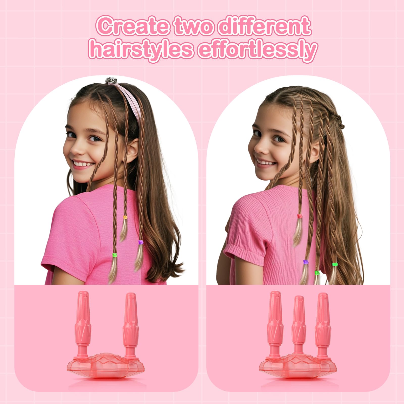 Kidzkube child-safe durable materials closeup — works with all hair types for varied play.