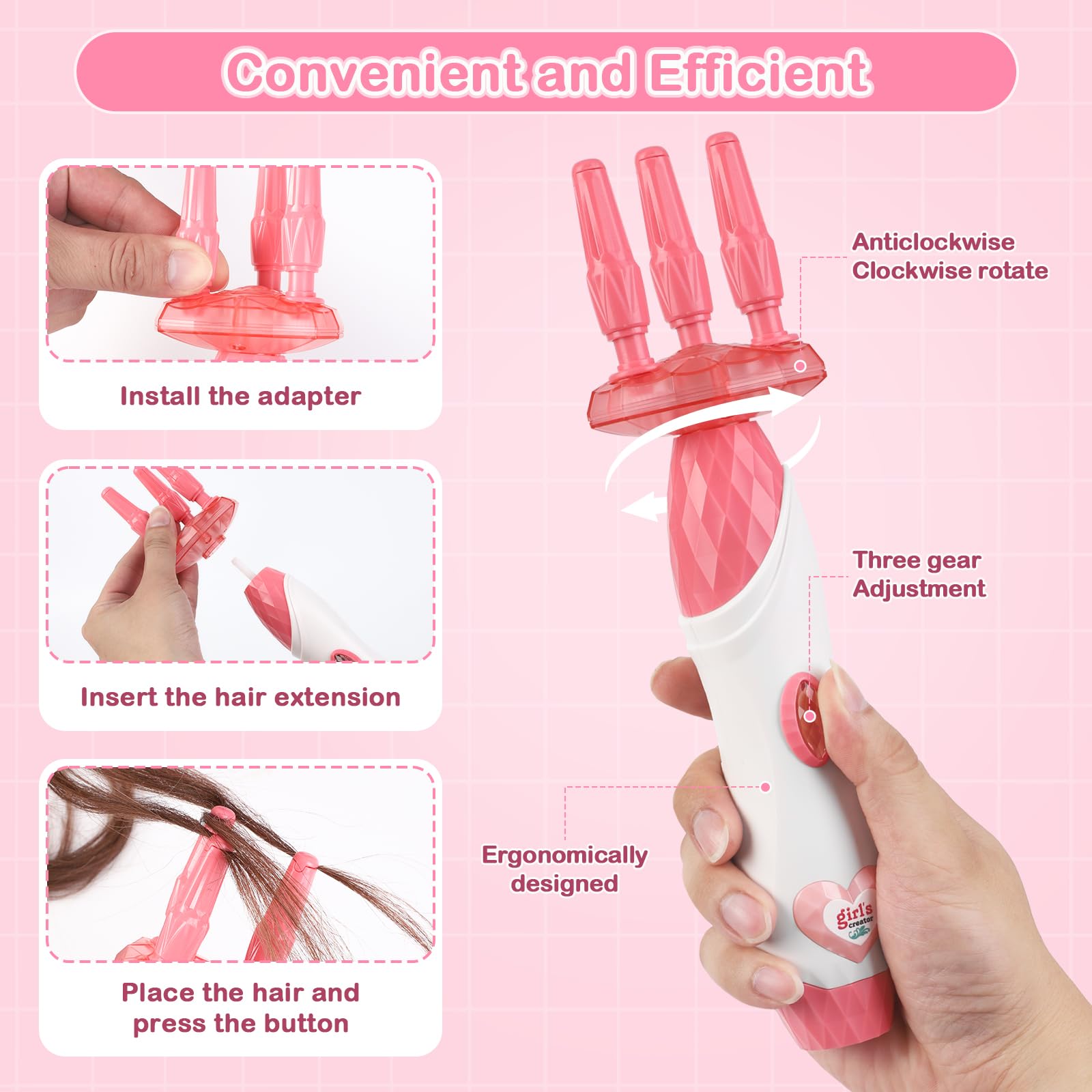 Kidzkube rope braider with accessories set — versatile play for imaginative hair designs.