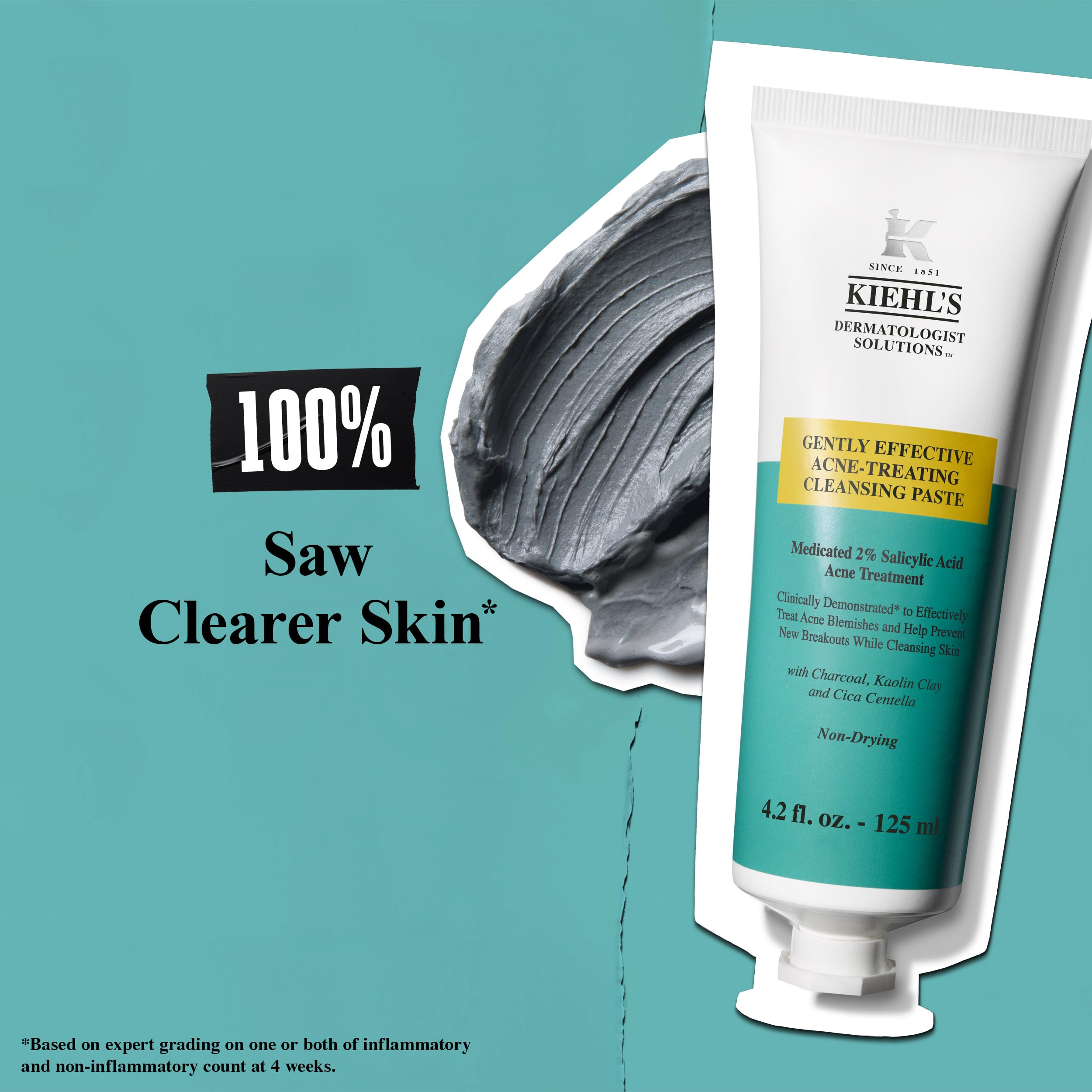 Kiehl's Acne-Treating Paste with charcoal absorbs oil for a shine-free feel.