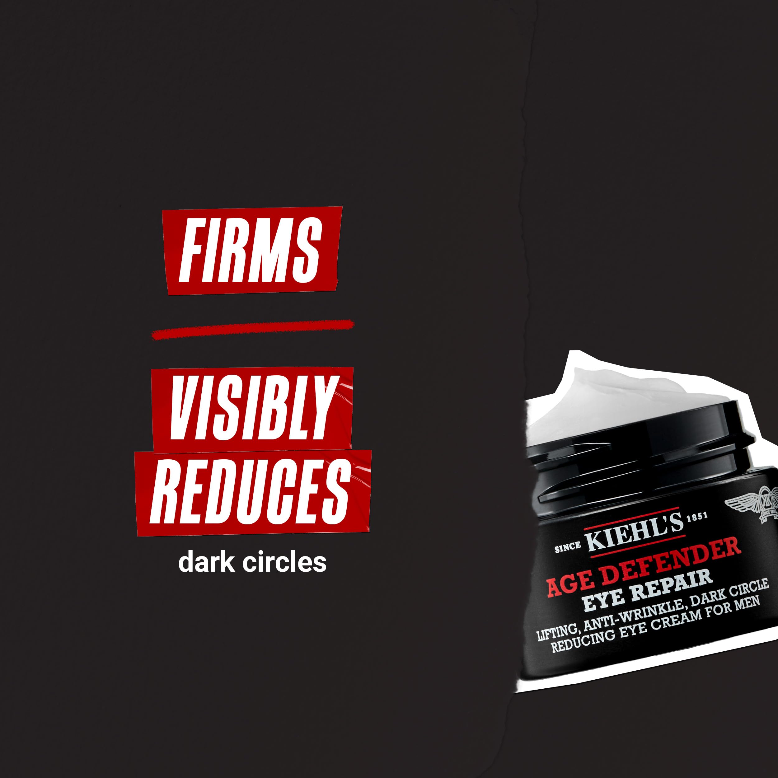 Kiehl's Age Defender Eye Repair demonstrated use by man targeting under-eye concerns.