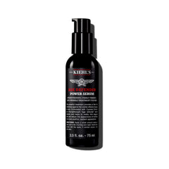 Kiehl's Age Defender Power Serum bottle shows quick-absorbing finish for men's skin.