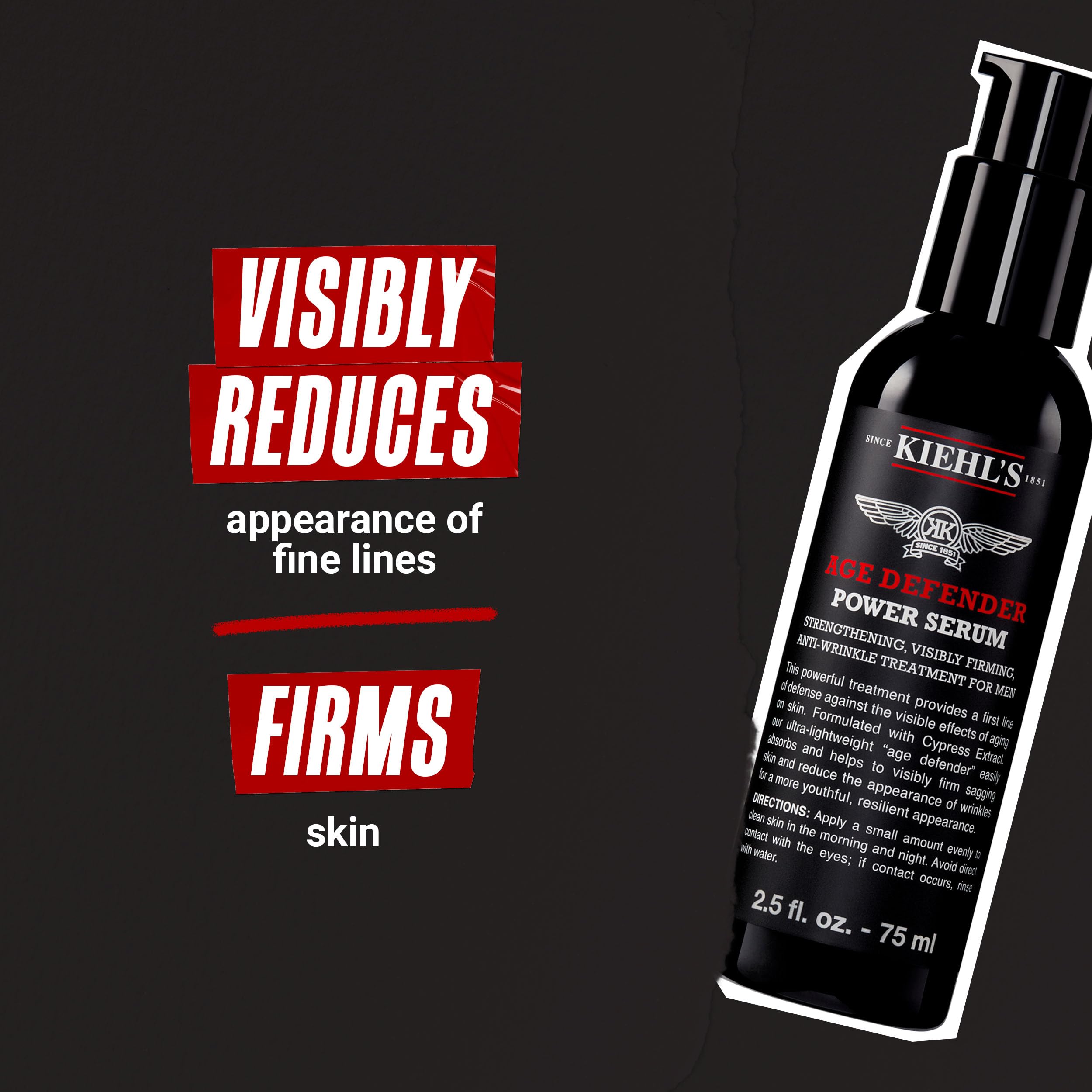 Kiehl's Age Defender Power Serum ingredients Cypress shown, supporting elasticity and a firmer feel.