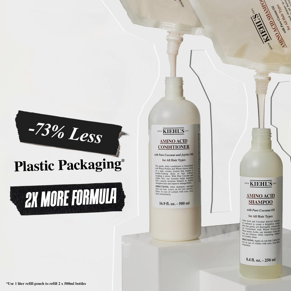 Kiehl's Amino Acid Conditioner pump dispenser demonstrates controlled, convenient dosing.