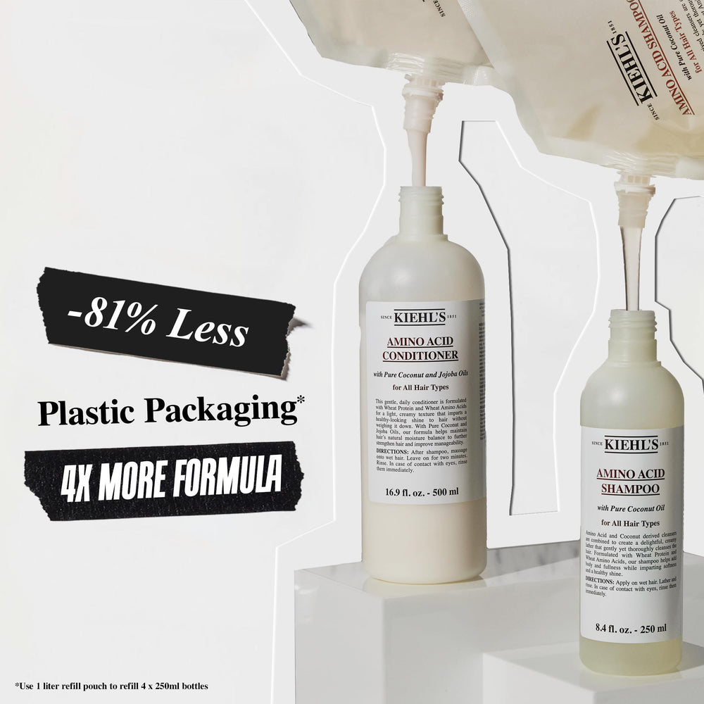 Kiehl's Amino Acid Shampoo on the bathroom counter signals an easy daily routine.