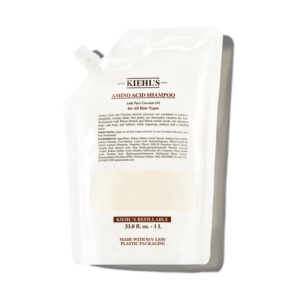 Kiehl's Amino Acid Shampoo bottle shown for gentle cleansing suitable for all hair types