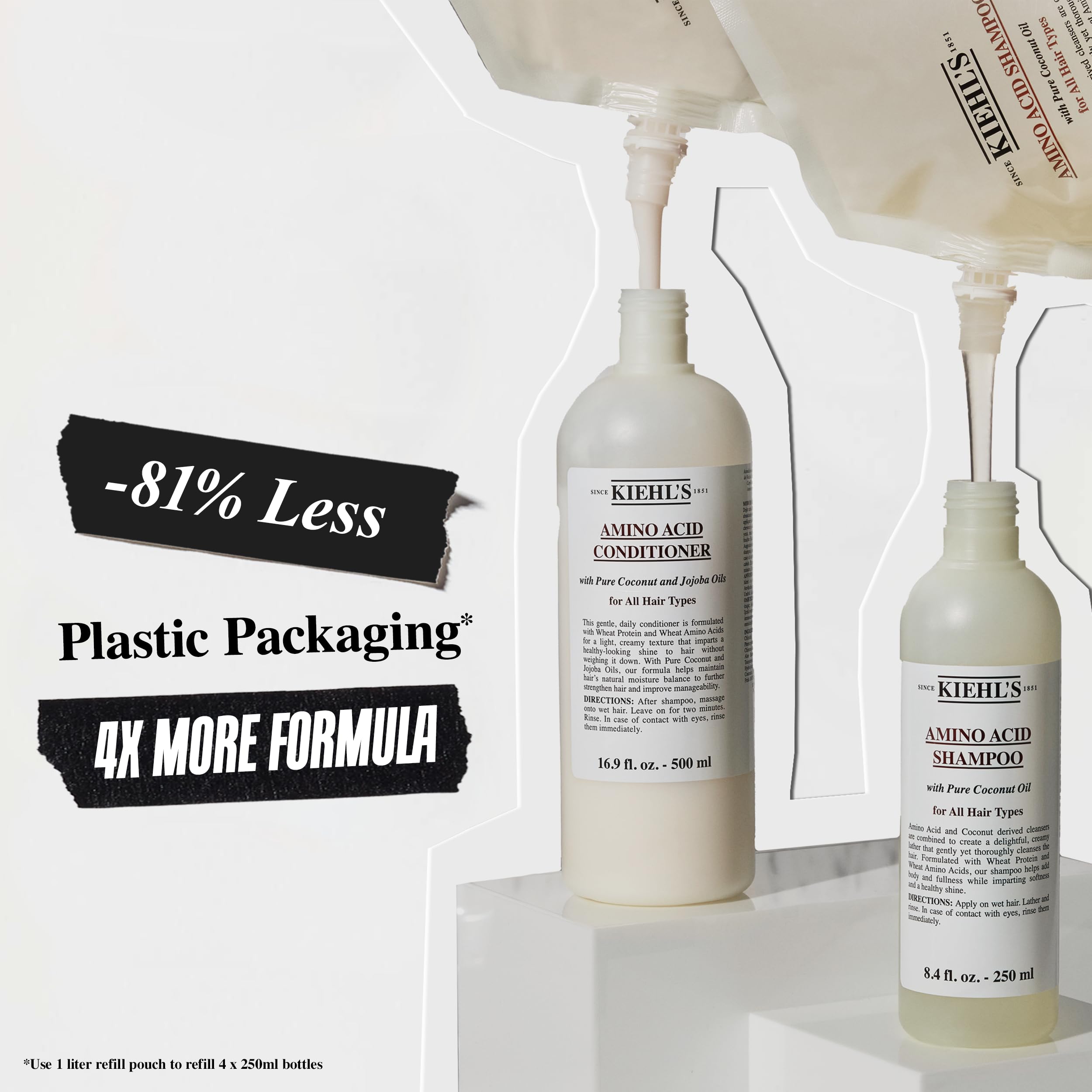 Kiehl's Amino Acid Shampoo daily-use bottle showing lightweight cleansing.