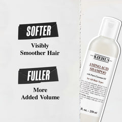 Kiehl's Amino Acid Shampoo foam massage highlights easy cleansing and scalp-friendly care.