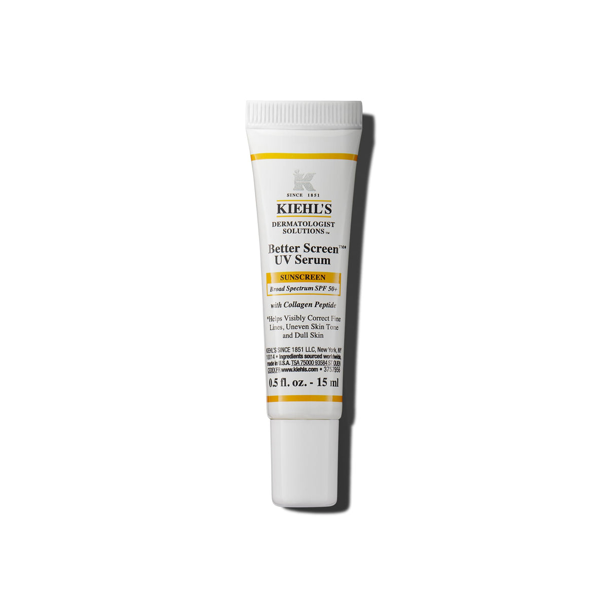 Kiehl's Better Screen UV Serum bottle with invisible finish on different skin tones.