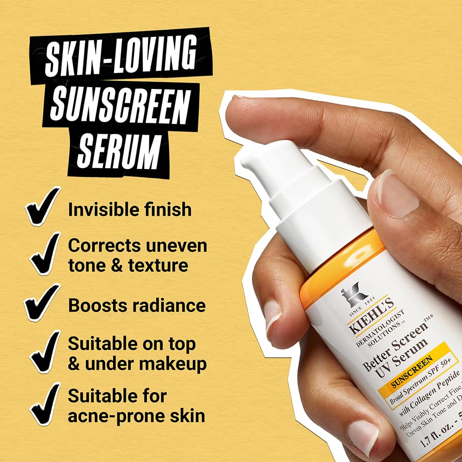 Kiehl's Better Screen UV Serum texture swirl demonstrates invisible finish on skin