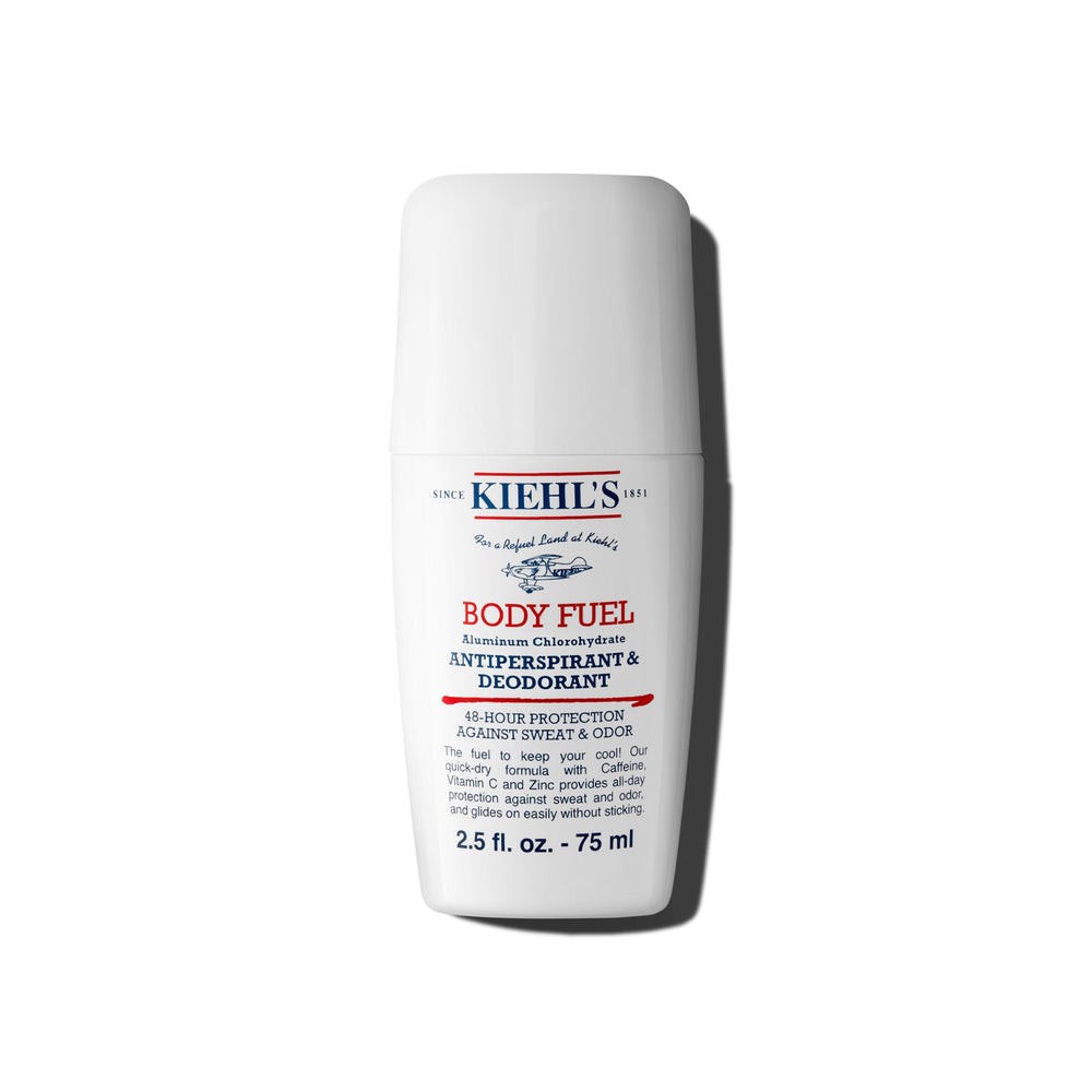 Kiehl's Body Fuel roll-on application delivers smooth glide for all-day freshness and odor control.