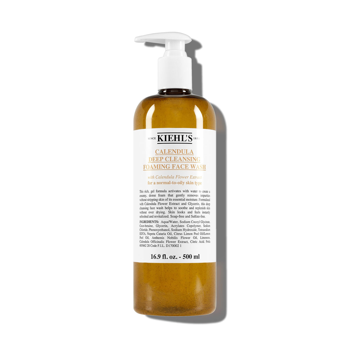 Kiehl's Calendula Deep Cleansing Face Wash bottle cleanses gently for balanced skin.