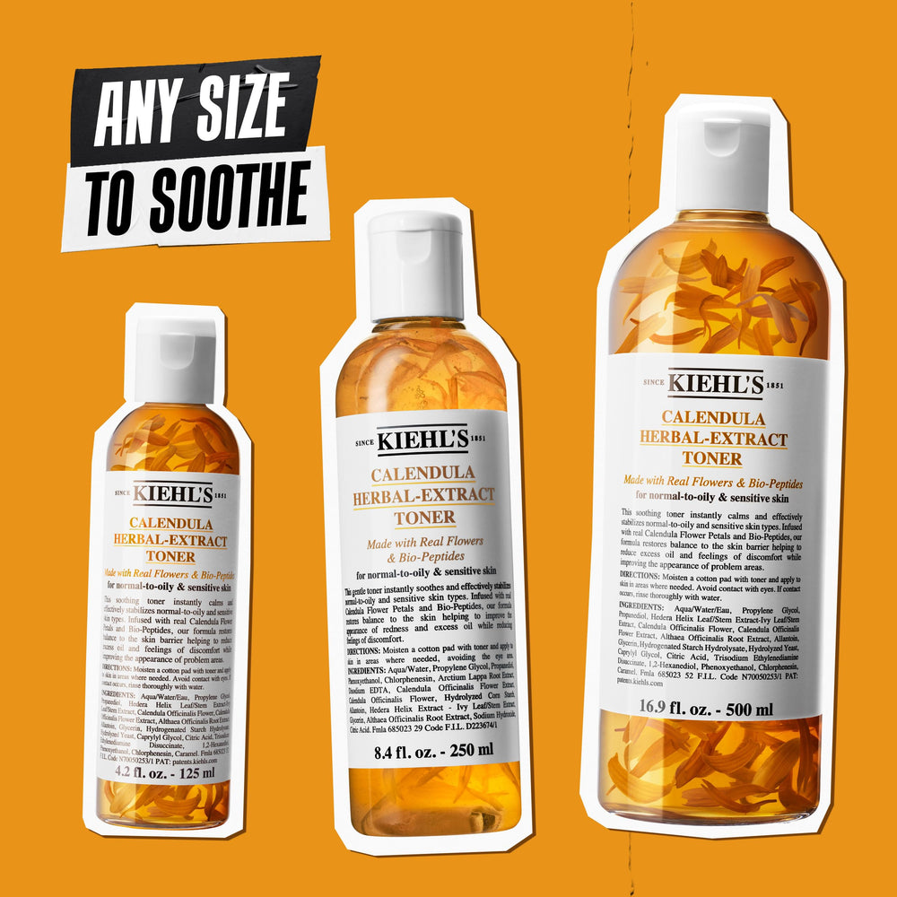 Before-after vibe of redness relief and oil control with Kiehl's Calendula toner