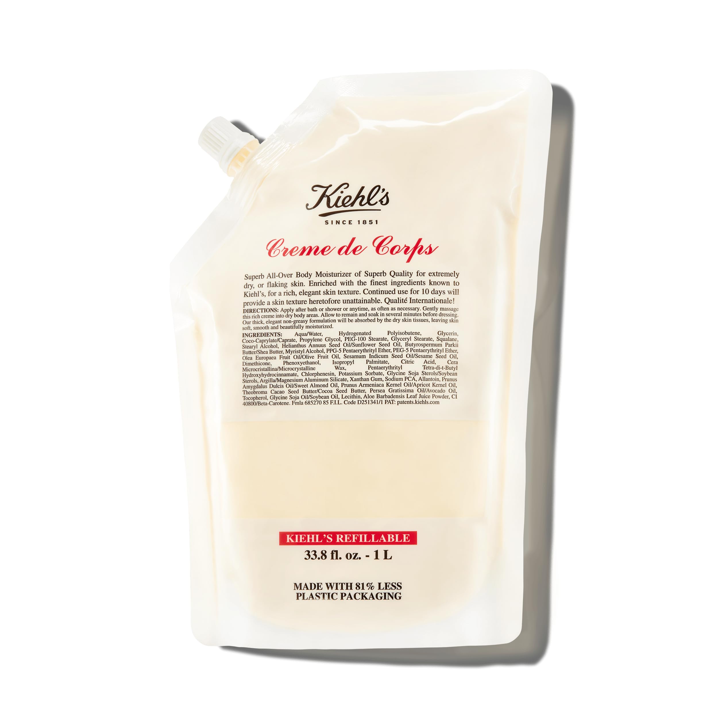 Kiehl's Creme de Corps Rich bottle front shows rich hydration for all skin types