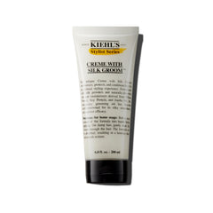 Kiehl's creme with silk groom bottle close-up highlights lustrous shine for all hair types