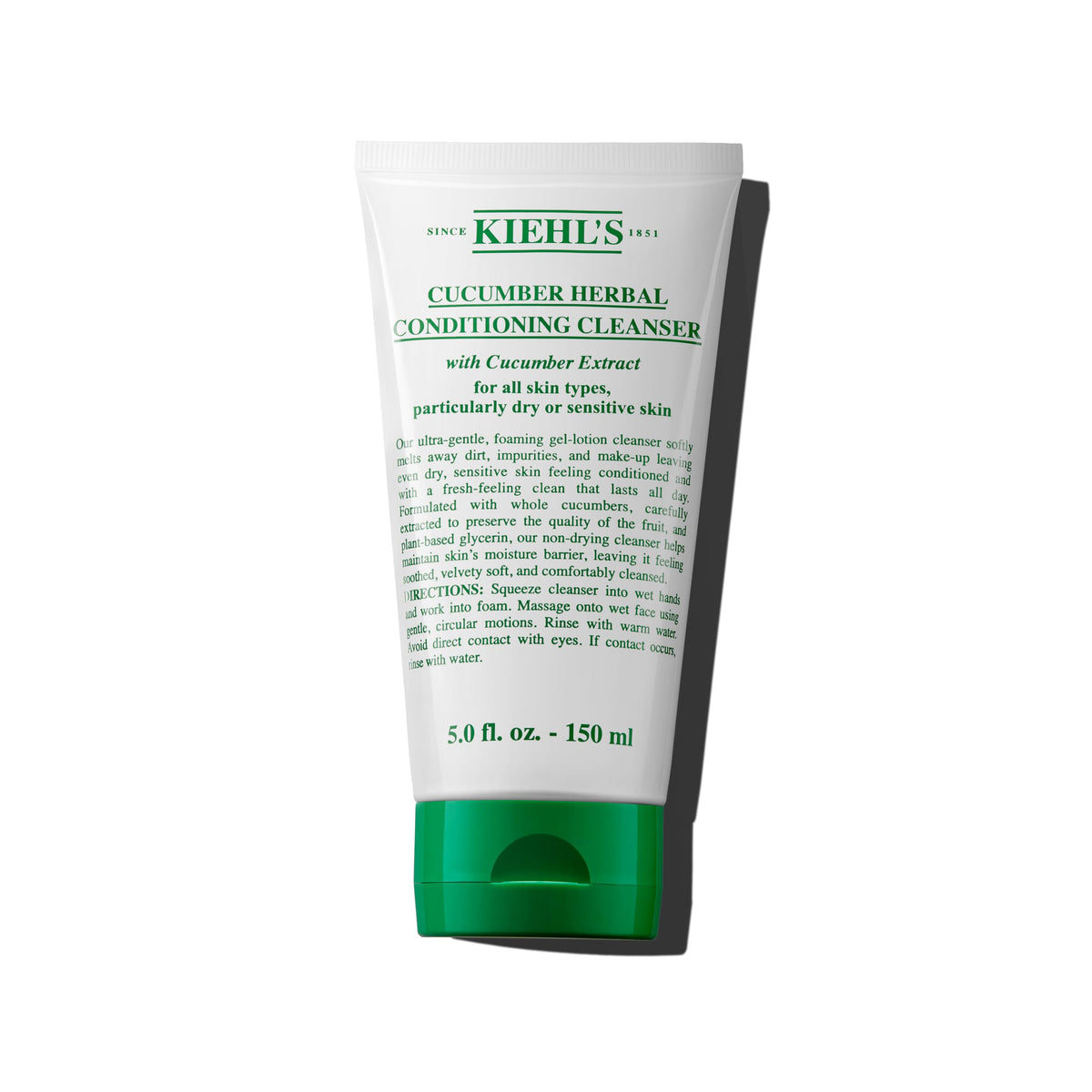 Kiehl's Cucumber Herbal Conditioning Cleanser bottle front showing gentle cleansing for dry skin