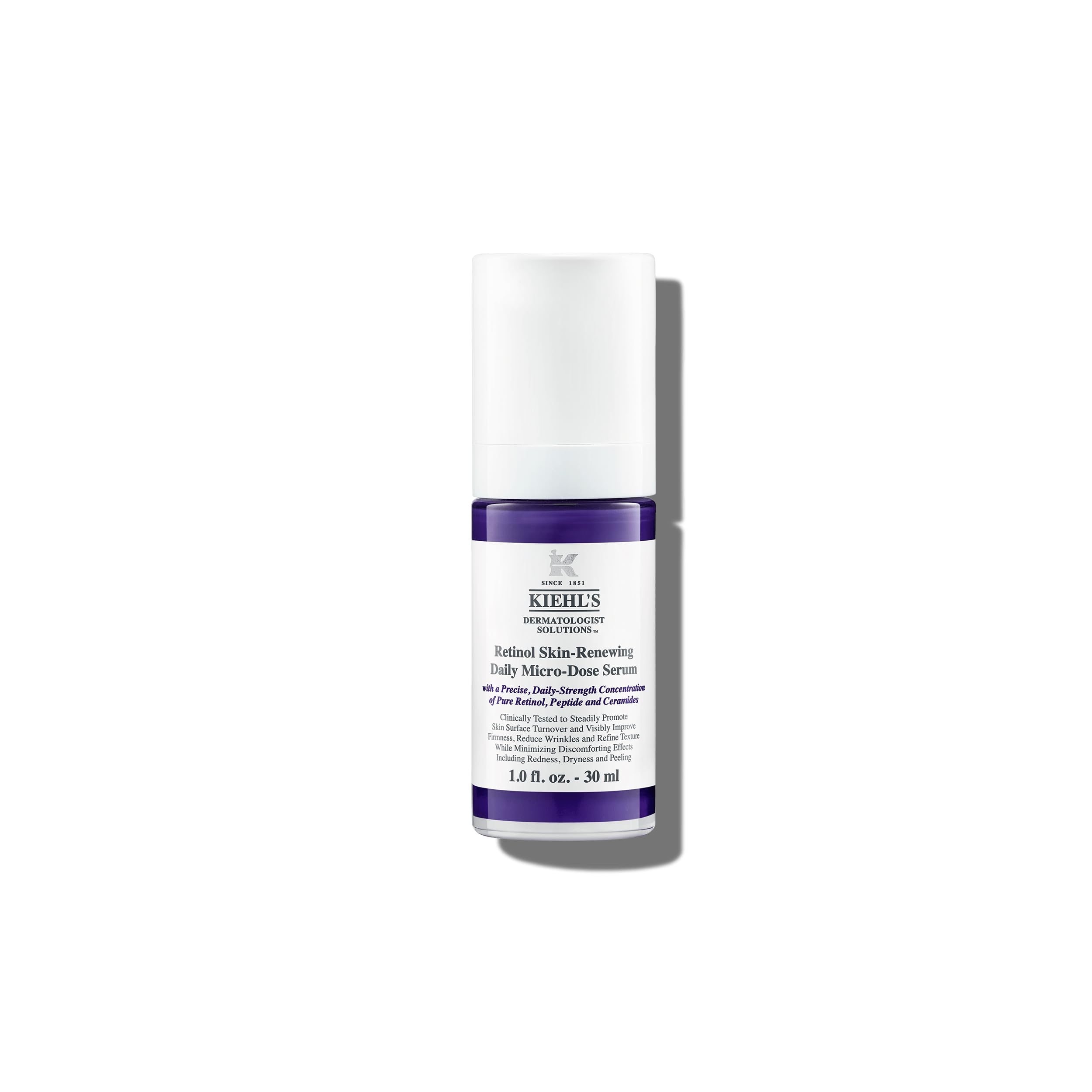 Kiehl's Daily Micro-Dose Serum bottle shows compact packaging for easy nightly anti-aging use.