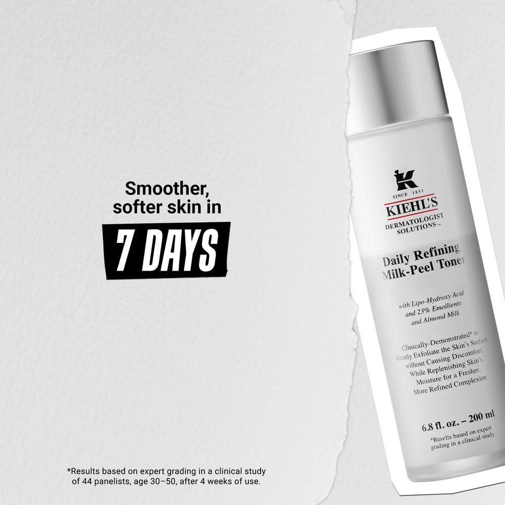 Kiehl's Daily Refining Milk-Peel Toner packaging 6.8 oz for daily use.