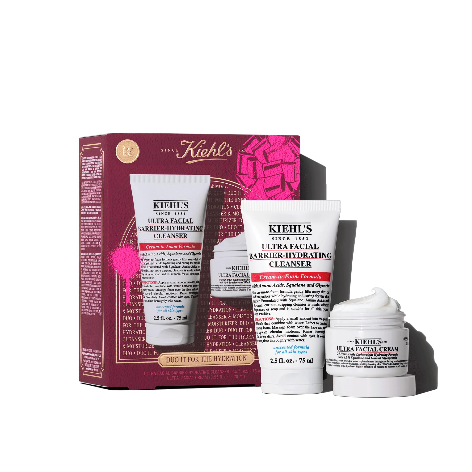 Kiehl's Duo Hydration gift set box shown as a skincare gift for hydrated skin.