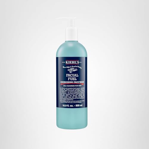 Kiehl's Facial Fuel 16.9 oz display emphasizes value