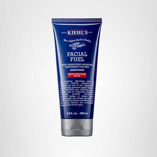 Kiehl's Facial Fuel anti-pollution protection visual hints at outdoors-friendly daily SPF benefits.