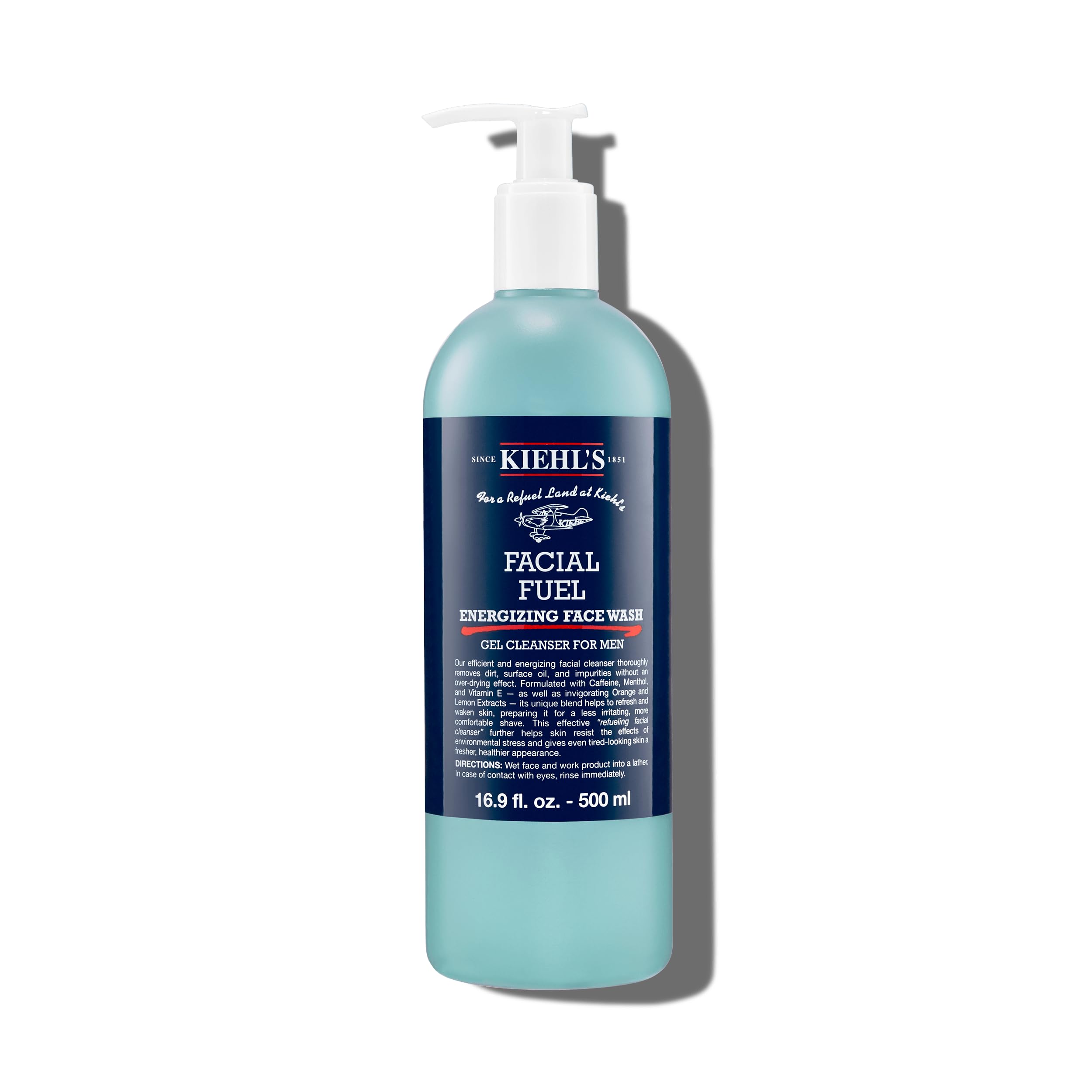 Kiehl's Facial Fuel bottle-front showing energizing morning cleanse