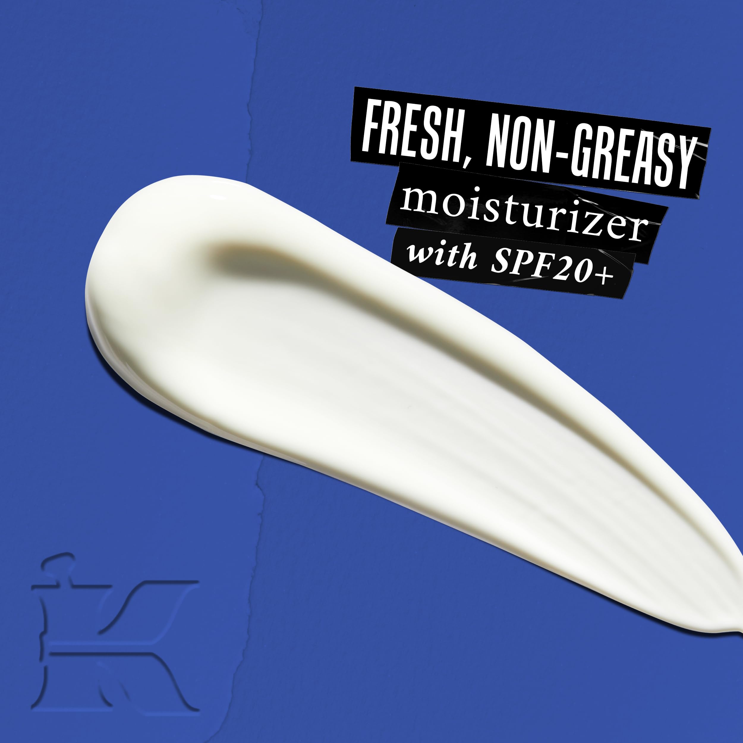 Kiehl's Facial Fuel moisturizer application close-up shows easy morning use and quick absorption.