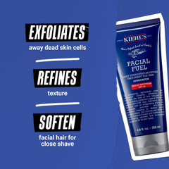 Kiehl's Facial Fuel vitamin Cg derivative suggests radiance and smoother texture potential.