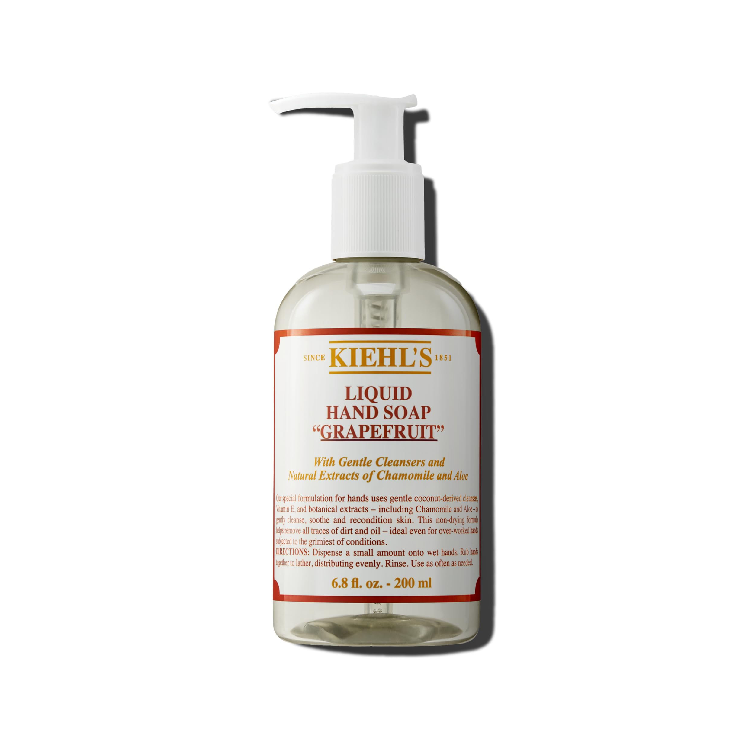 Kiehl's Grapefruit hand soap bottle on sink delivers refreshing cleanse for busy hands