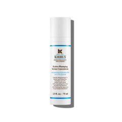 Kiehl's Hydro-Plumping serum bottle close-up emphasizing hydration and plump-looking skin.