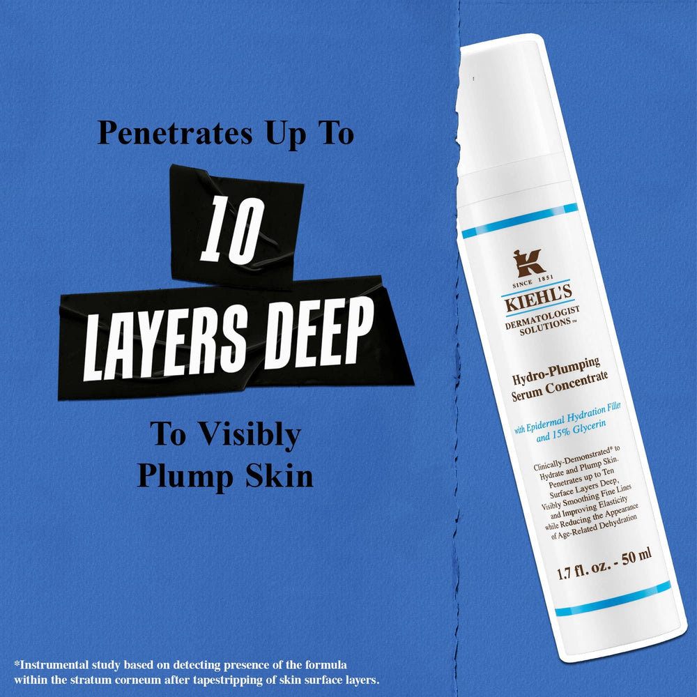 Kiehl's Hydro-Plumping serum on cleansed face demonstrates absorption and visible hydration.