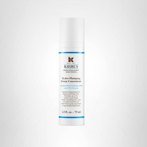 Kiehl's Hydro-Plumping serum quick-absorption image hints at smooth, hydrated complexion.