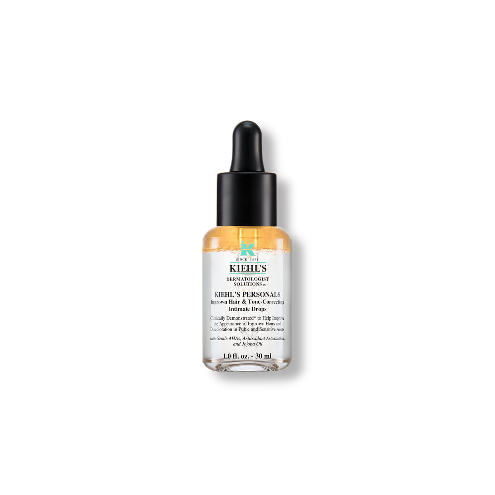 Kiehl's Ingrown Hair Drops bottle close-up for smoother bikini skin