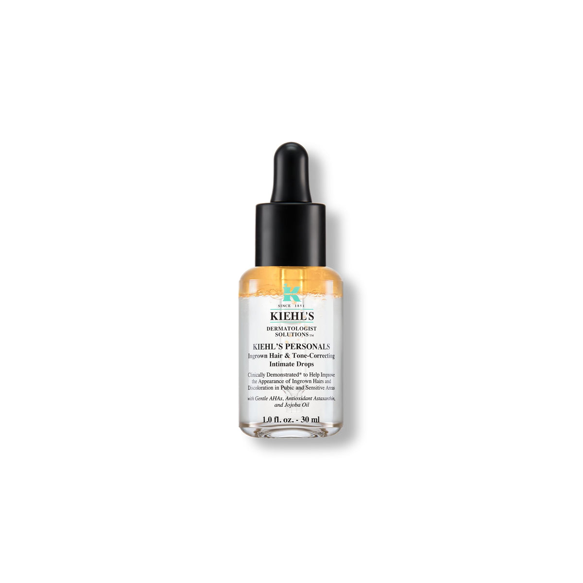 Kiehl's Ingrown Hair Drops bottle close-up for smoother bikini skin