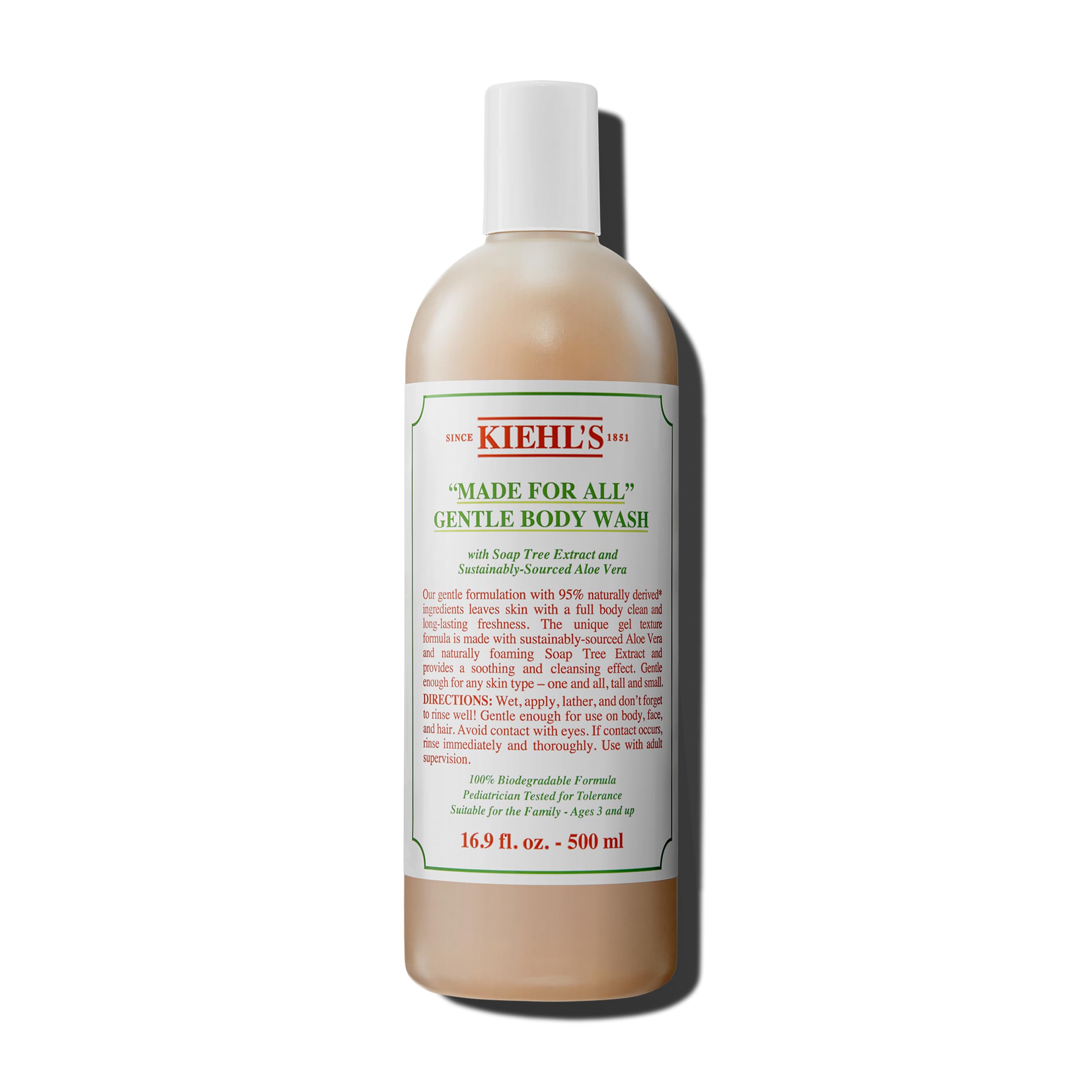 Kiehl's Made for All bottle-front image showing family-friendly cleansing for body, face and hair.