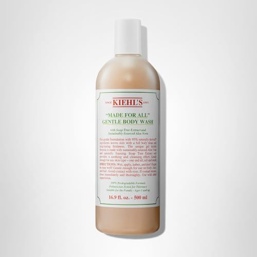 Kiehl's Made for All family-bath image depicting a safe, biodegradable formula for ages 3+.