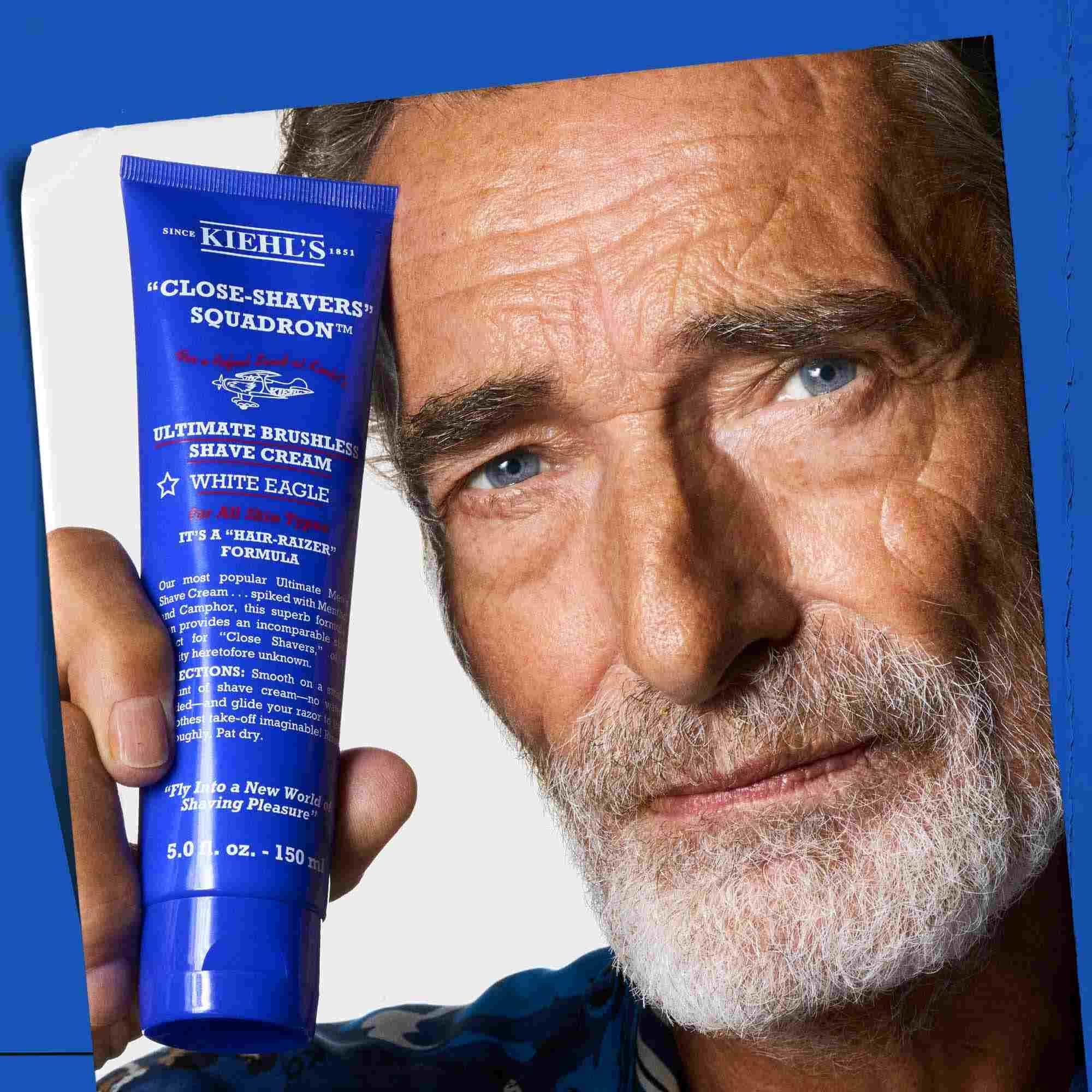 Menthol cooling is highlighted in Kiehl's shave cream.
