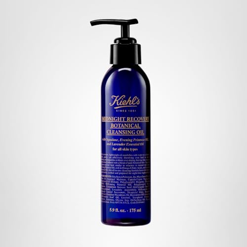 Kiehl's Midnight Recovery cleansing oil used around the eye area for gentle removal.