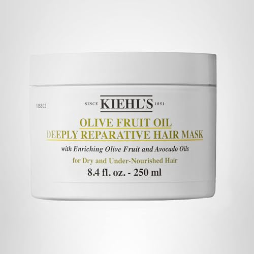 Kiehl's Olive Fruit Oil treatment finish highlights shine and healthy-looking hair.