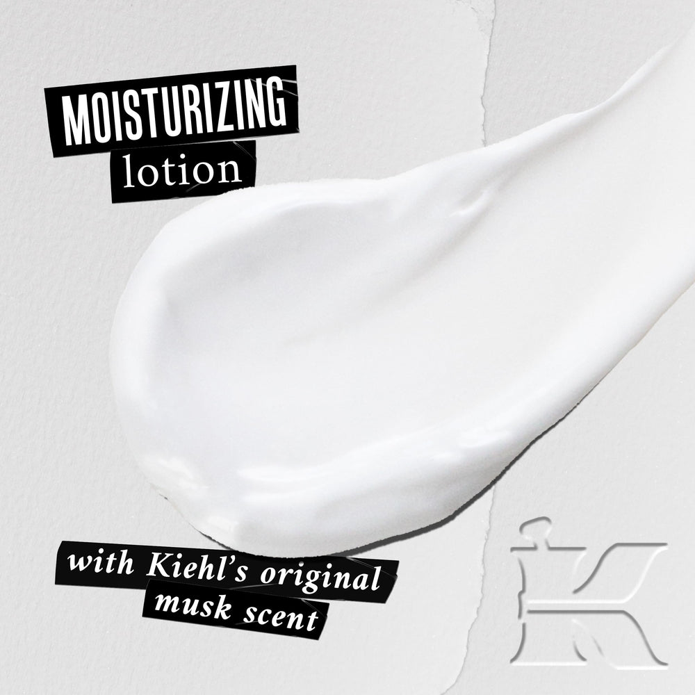 Kiehl's Original Musk lotion pump dispense enables quick, clean application.