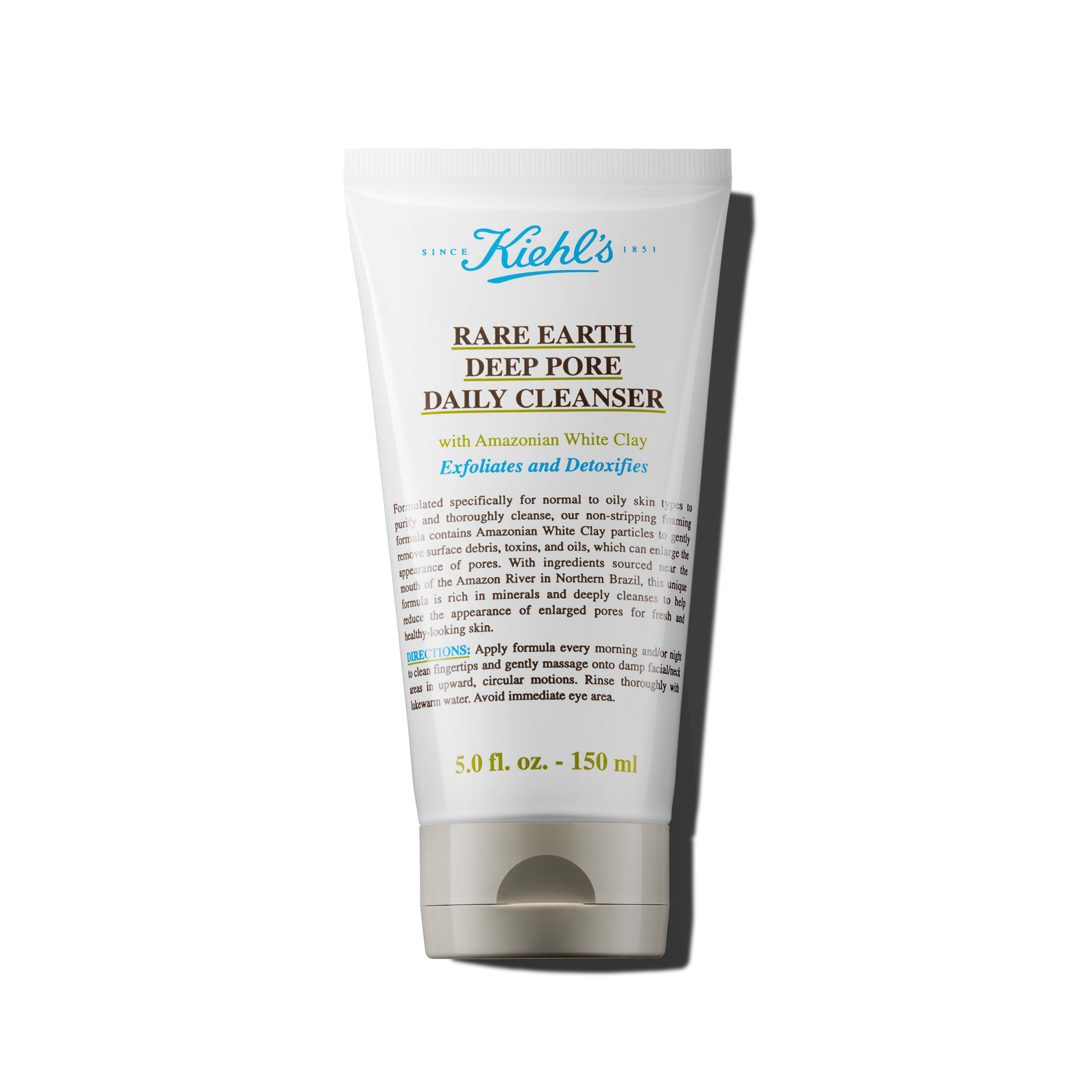 Kiehl's Rare Earth Deep Pore Cleanser bottle dispense for easy daily use and oil control
