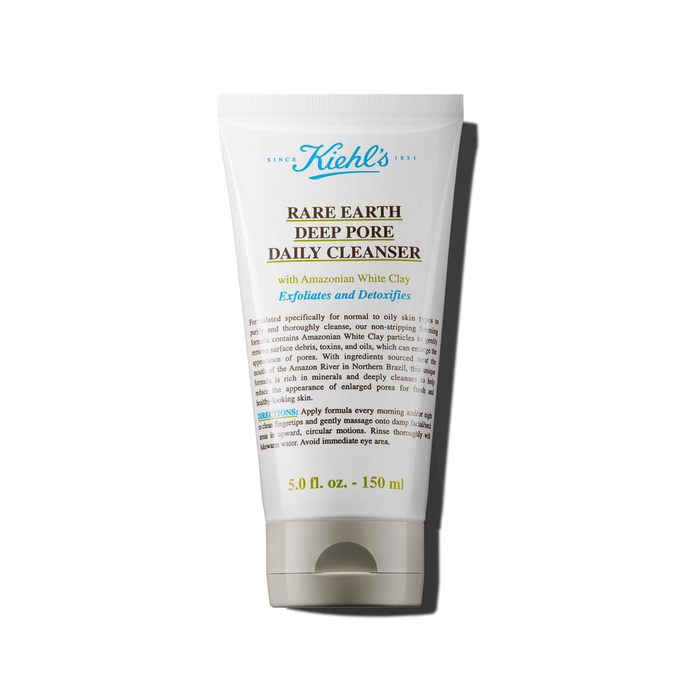 Kiehl's Rare Earth Deep Pore Cleanser bottle dispense for easy daily use and oil control