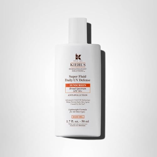 Kiehl's UV Defense packaging and texture highlight non-comedogenic, paraben-free formula.