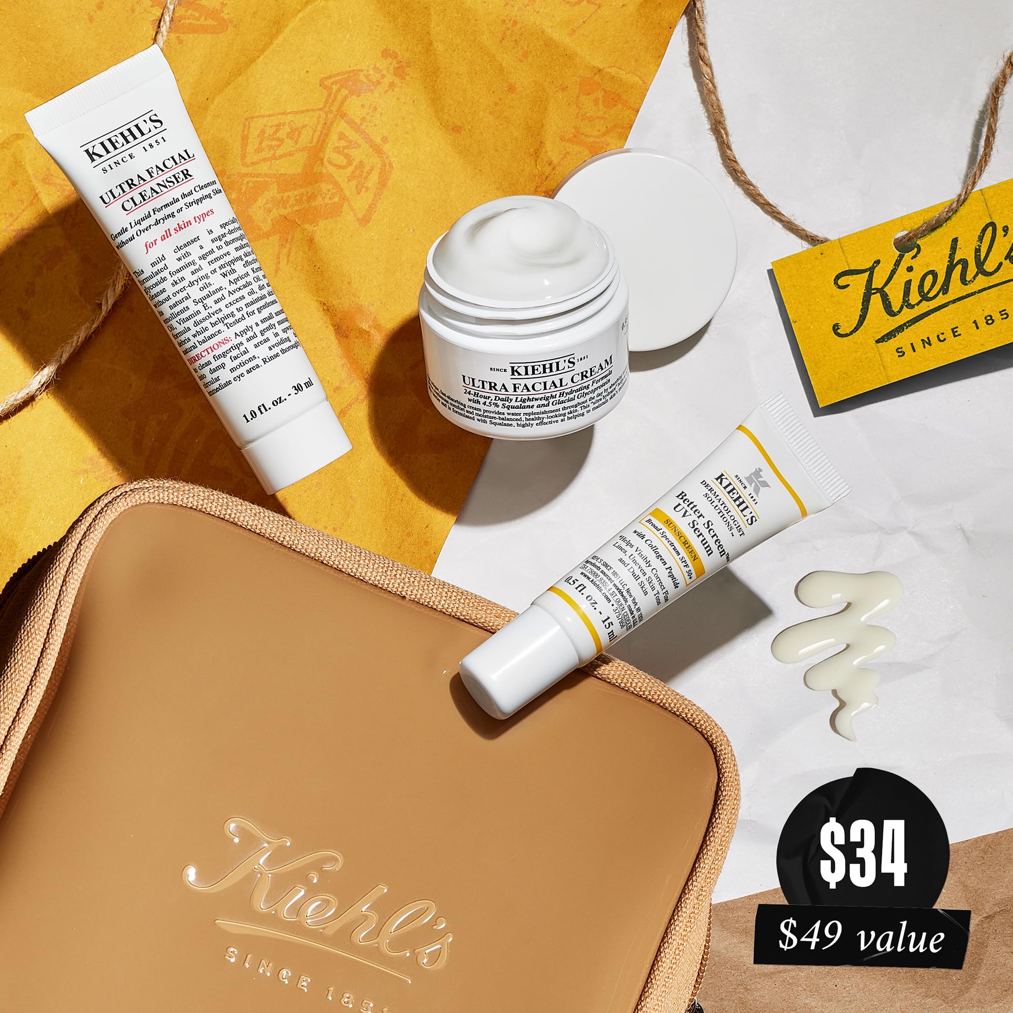 Kiehl's TSA-friendly travel packaging ready for trips and gym days